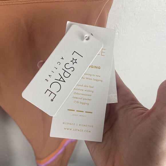 NWT L*‎ Space Wren 7/8 Length Orange Striped Legging Athleisure Size S $125 - Picture 7 of 10